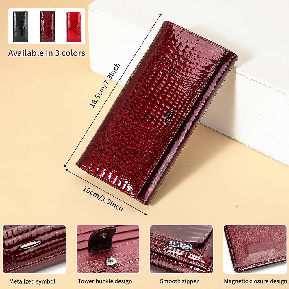 Women Credit Card Holder with Money Clip Genuine Leather Wallet