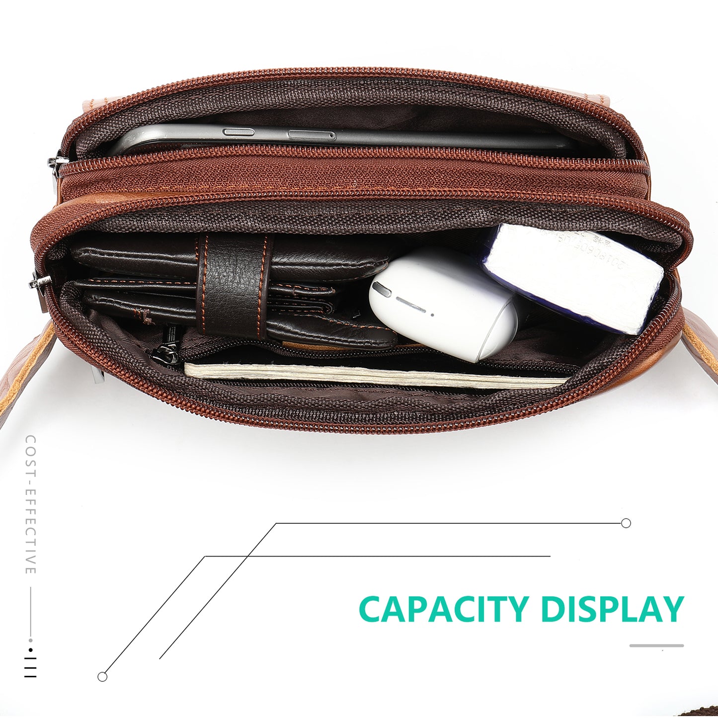 Cowhide Genuine Leather Waist Pouch Bag for Men and Women