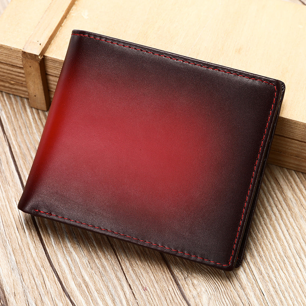 Vintage Genuine Leather Men Short RFID Ani-theft Wallet