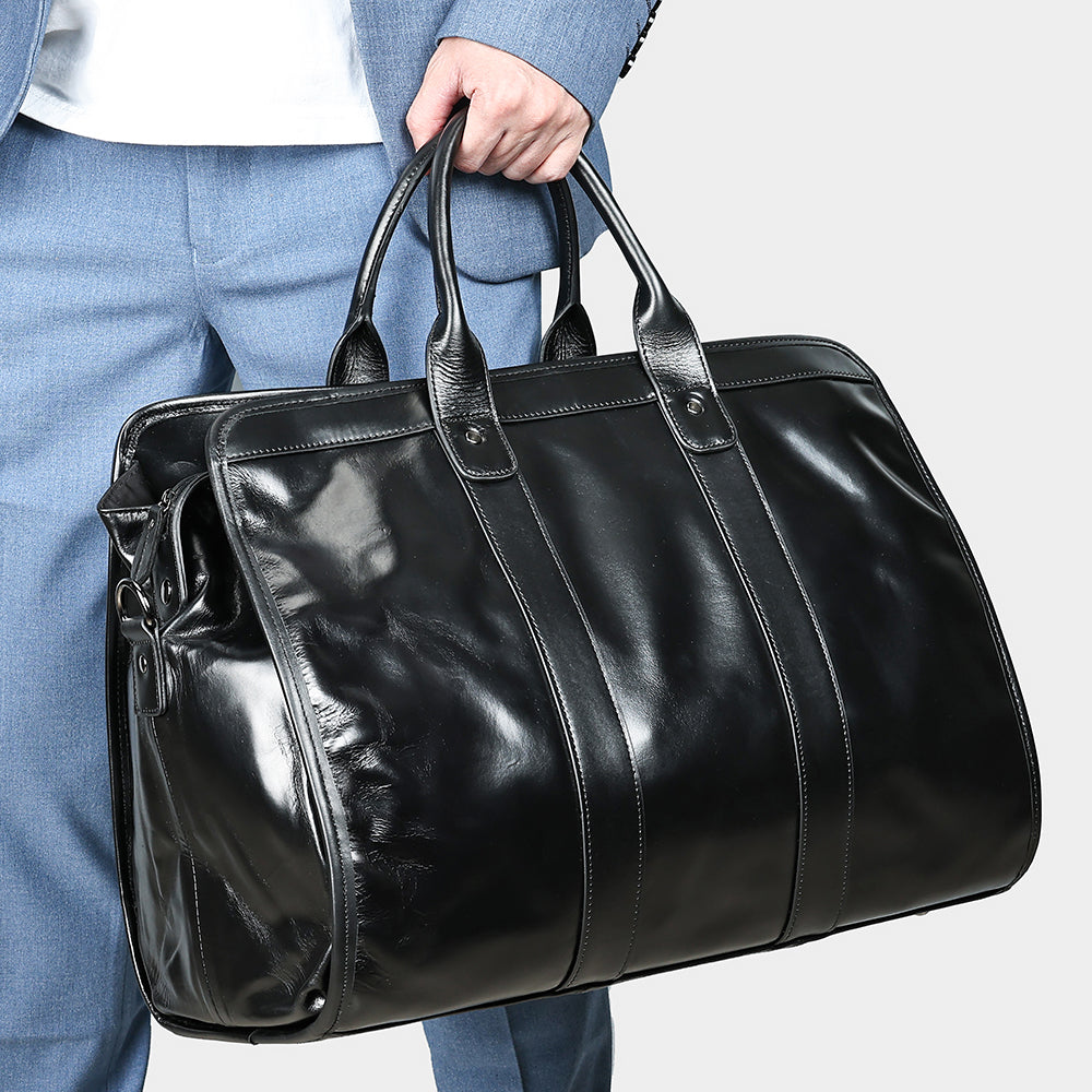 Men Genuine Leather Large Capacity Duffle Bag