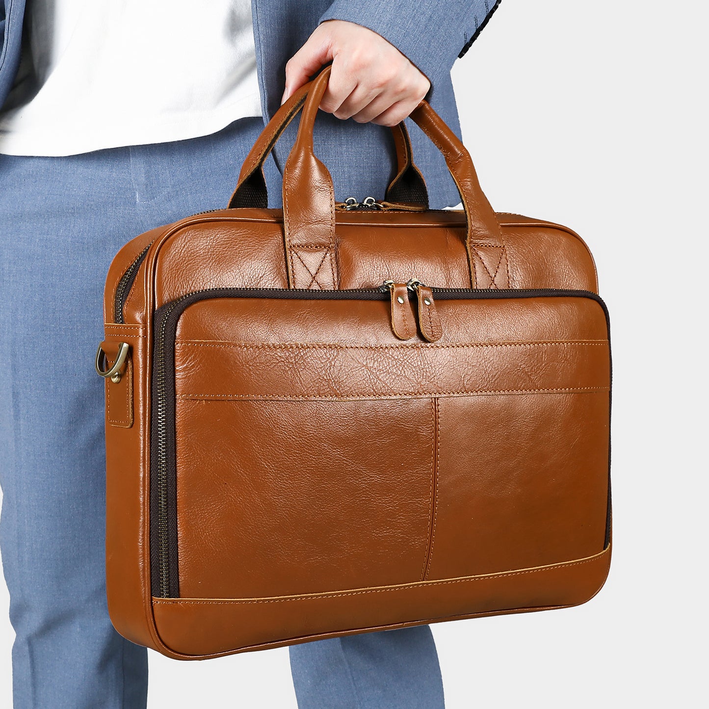 Men Genuine Leather Business Briefcase