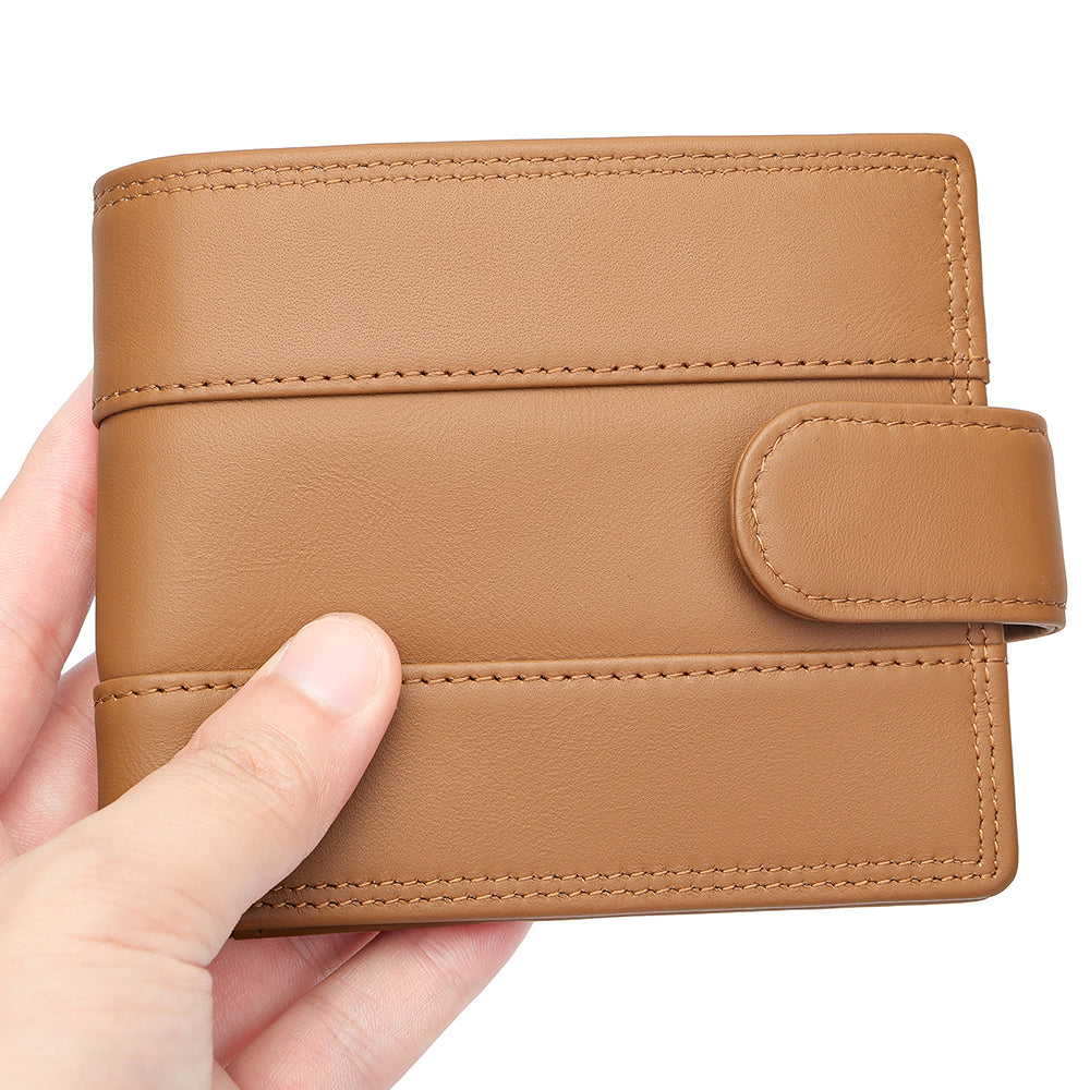 Men Genuine Leather Bifold Short Front Coin Wallet
