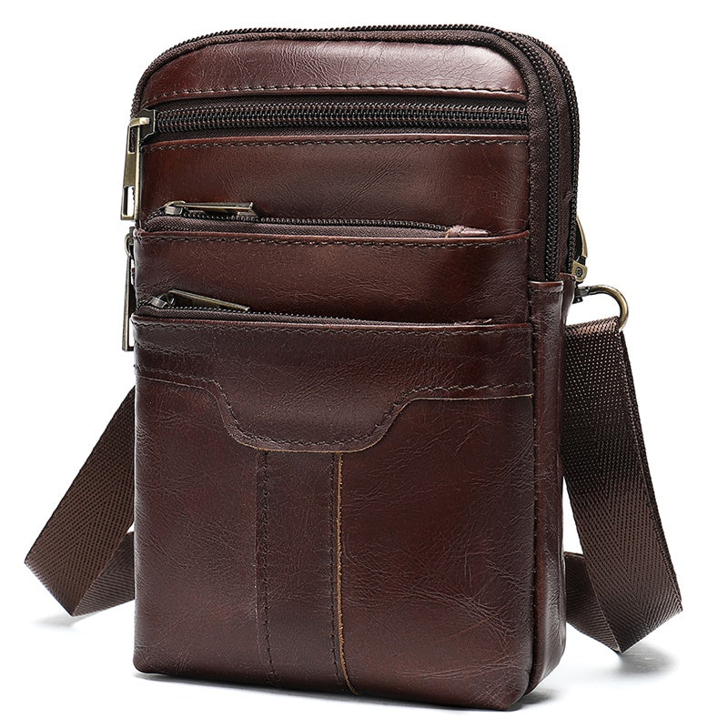 Crossbody Shoulder Bag Genuine Leather Men Waist Bag