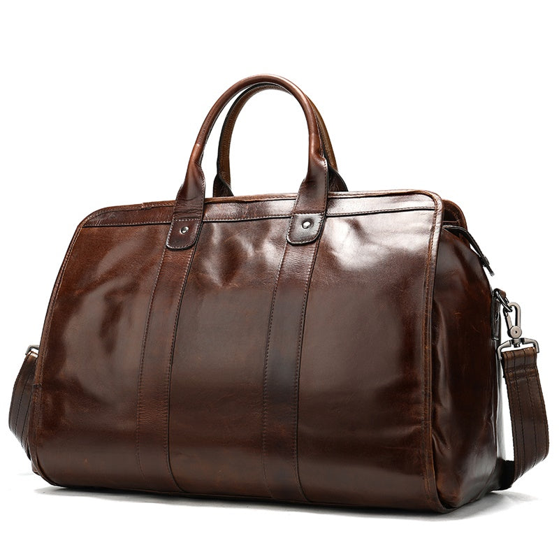 Men Genuine Leather Large Capacity Duffle Bag
