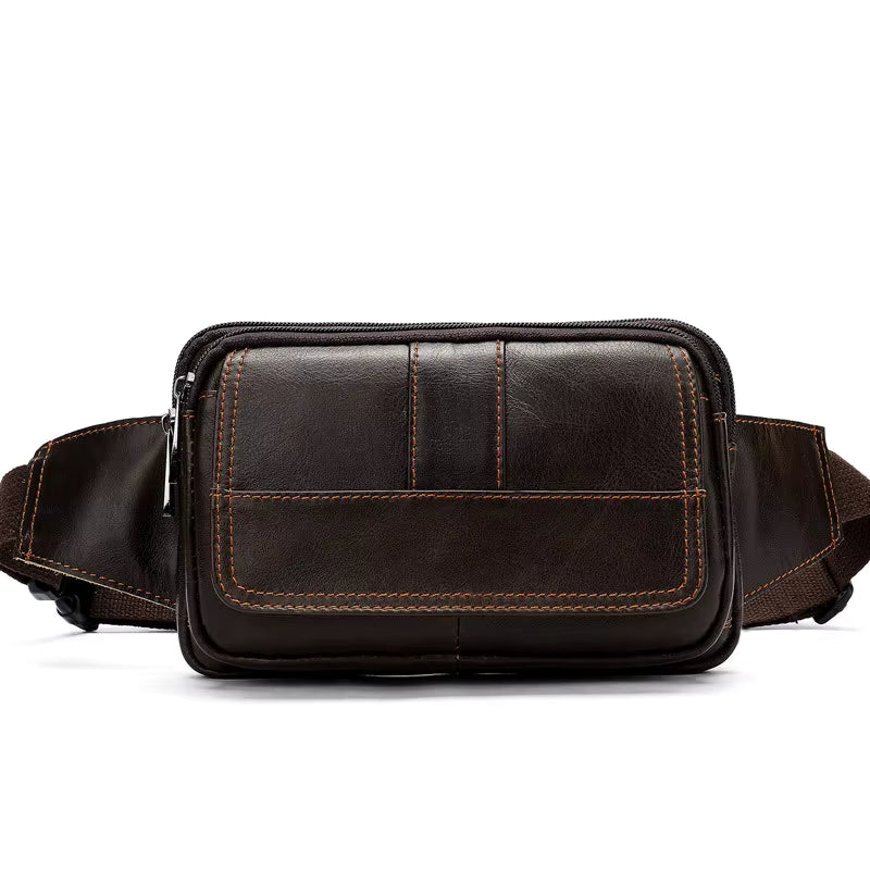 Cowhide Genuine Leather Waist Pouch Bag for Men and Women