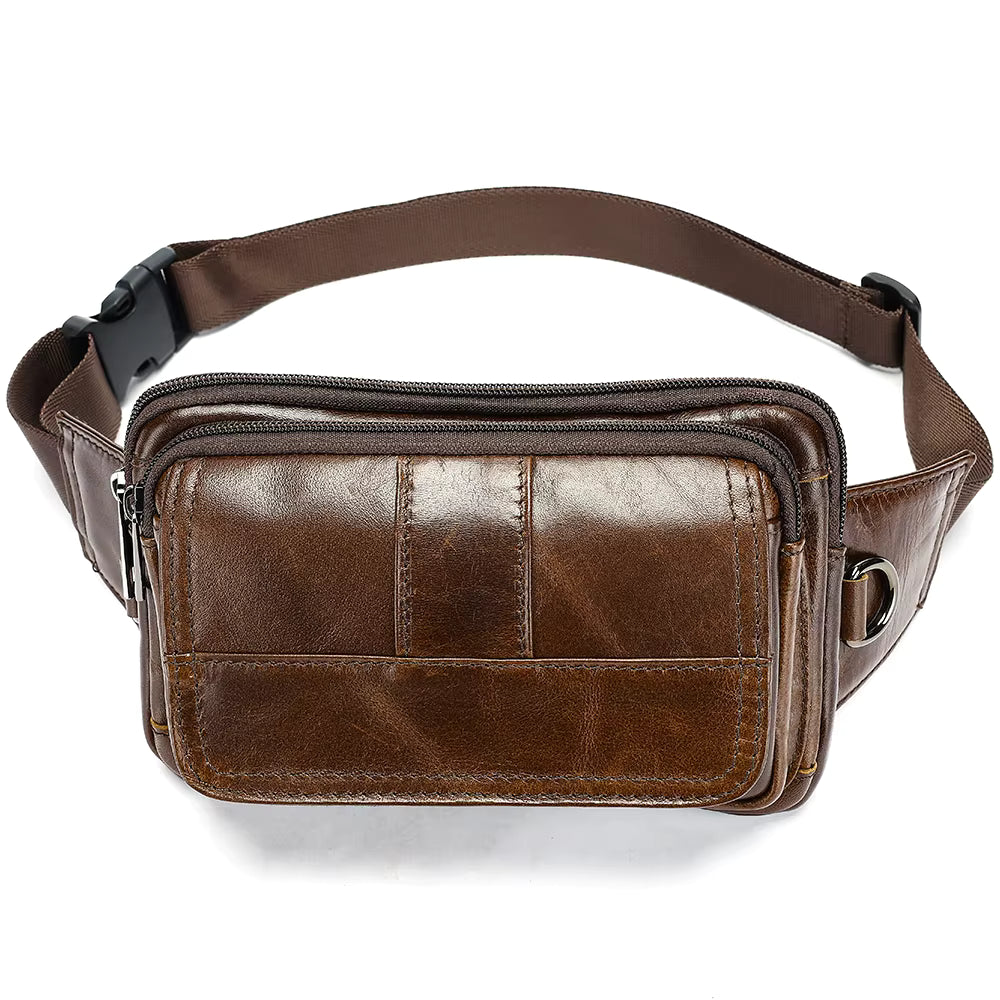 Cowhide Genuine Leather Waist Pouch Bag for Men and Women