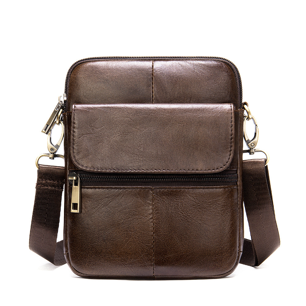 Genuine Leather Side Crossbody Bag for Men