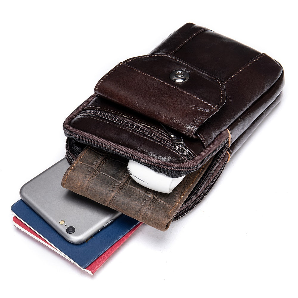 Men Genuine Leather Crossbody/Belt Bag