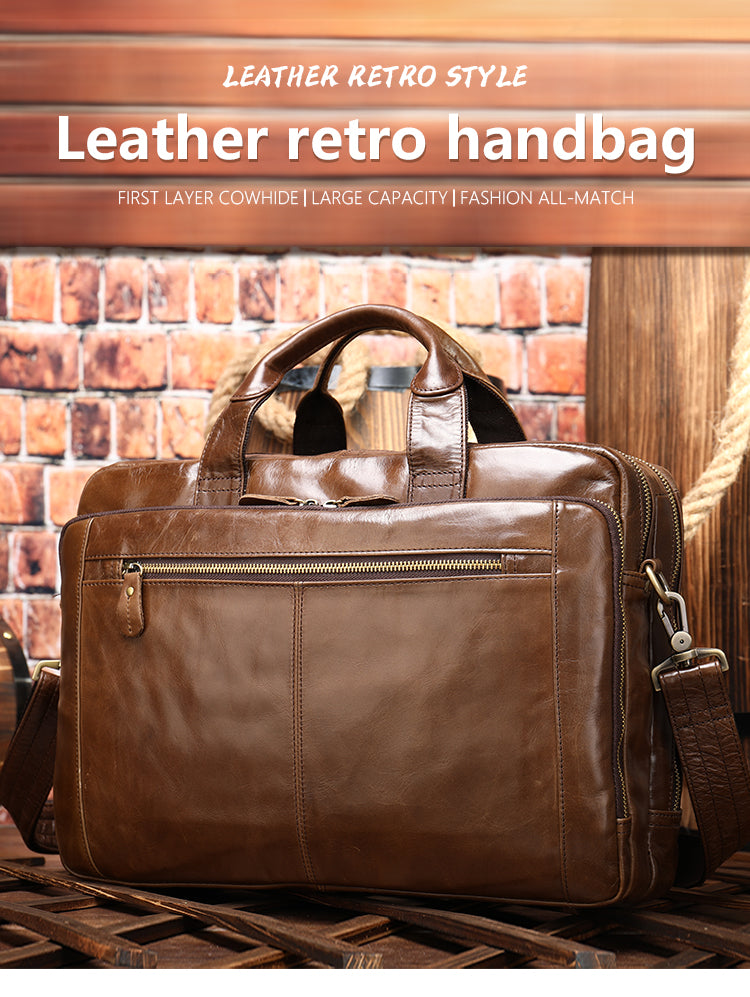 Men Genuine Leather Business Briefcase