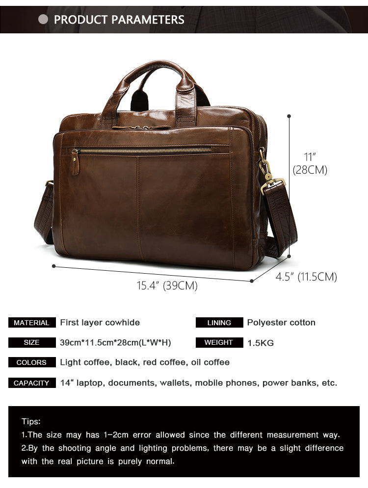 Men Genuine Leather Business Briefcase