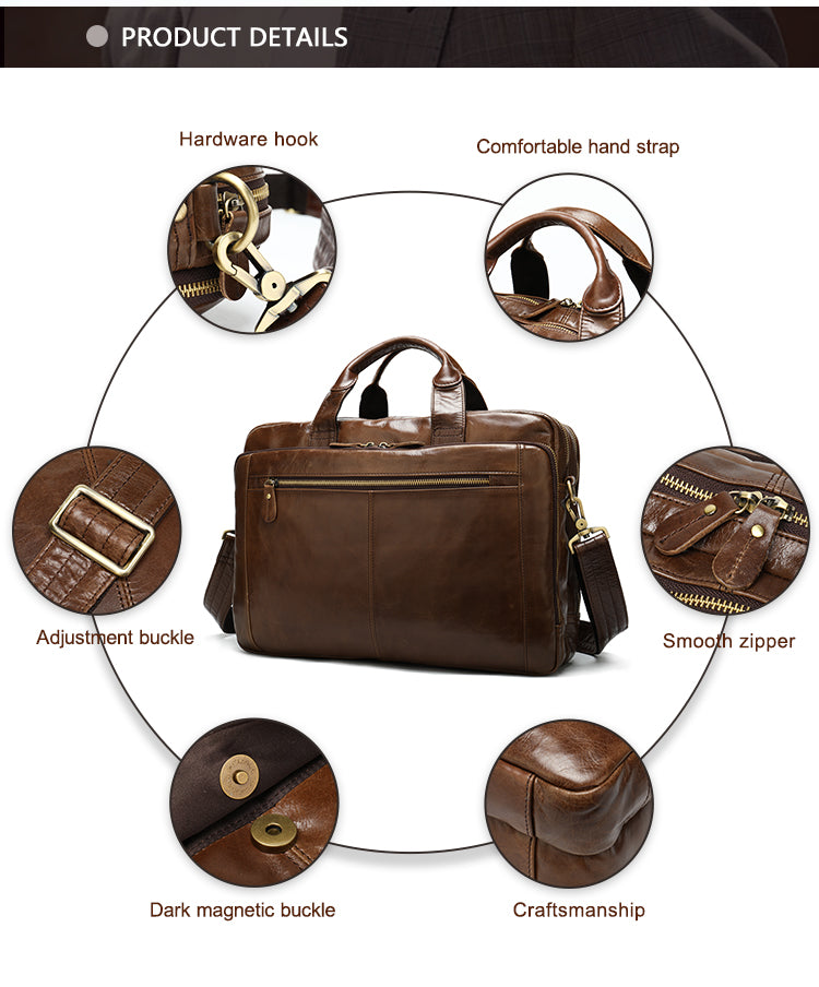 Men Genuine Leather Business Briefcase