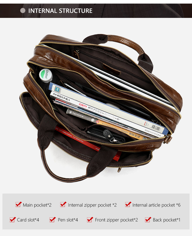 Men Genuine Leather Business Briefcase