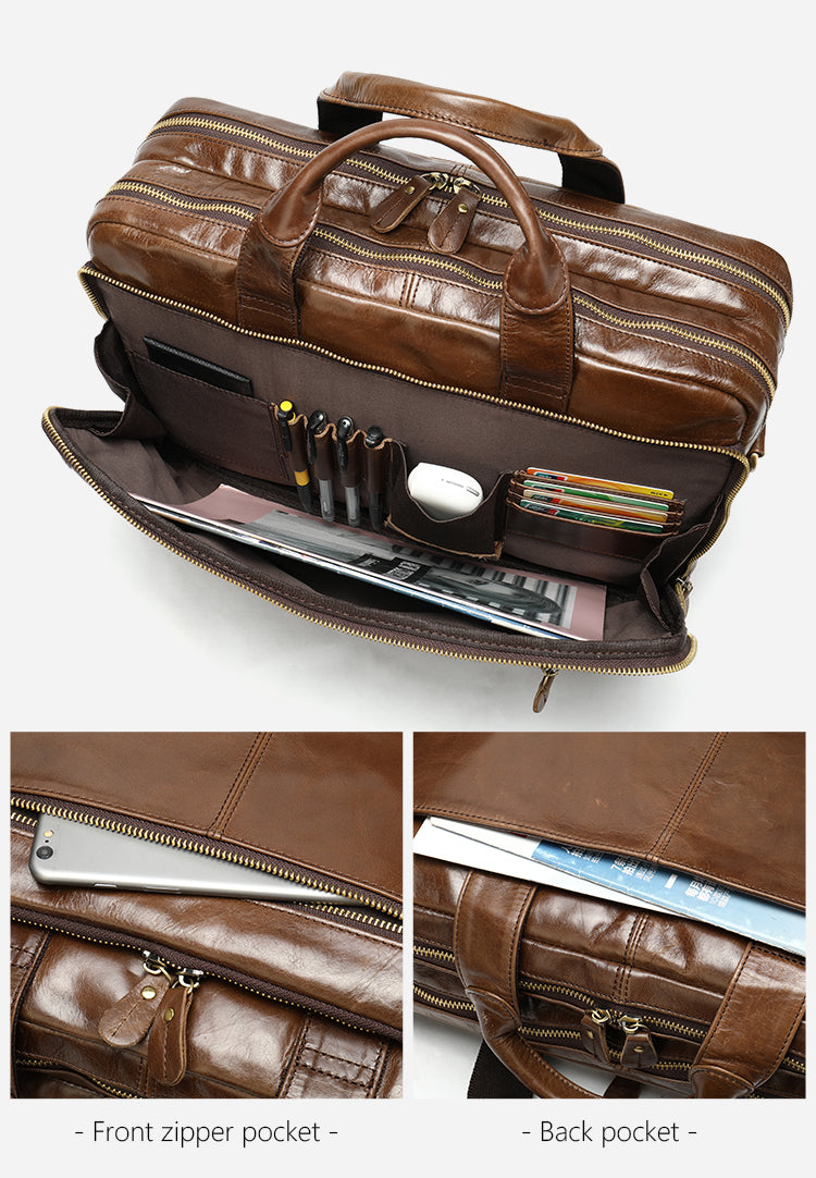 Men Genuine Leather Business Briefcase