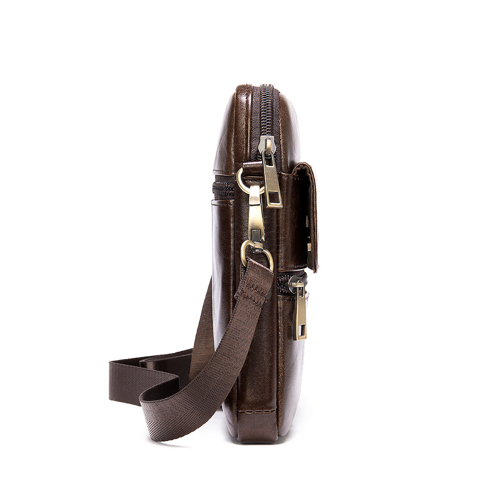 Genuine Leather Side Crossbody Bag for Men