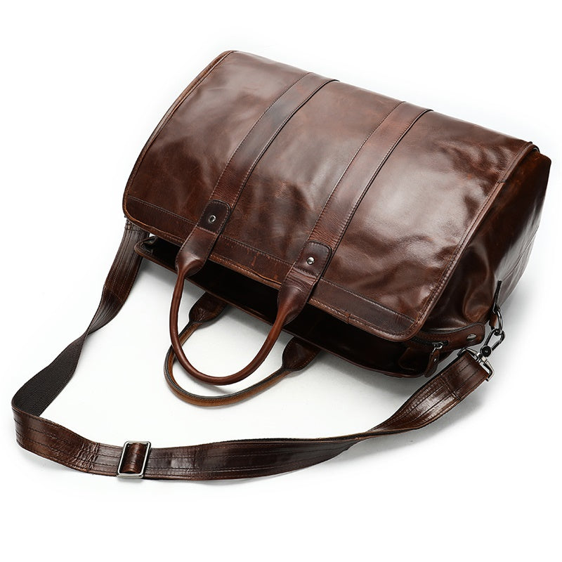 Men Genuine Leather Large Capacity Duffle Bag