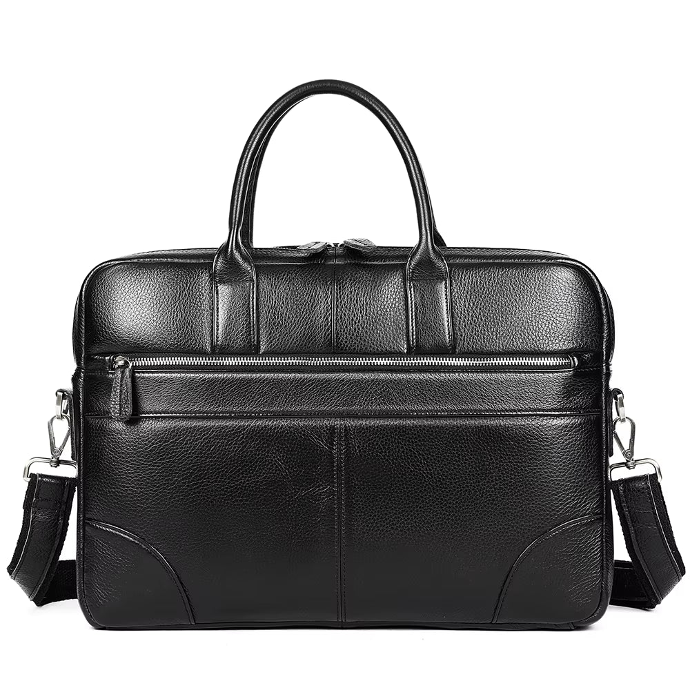 Men Genuine Leather 15 Inch Laptop Briefcase