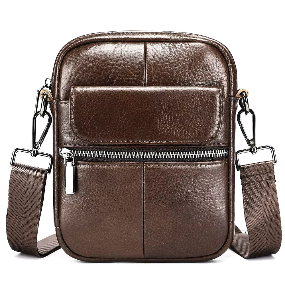 Genuine Leather Side Crossbody Bag for Men