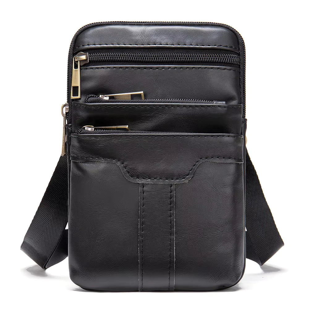 Crossbody Shoulder Bag Genuine Leather Men Waist Bag