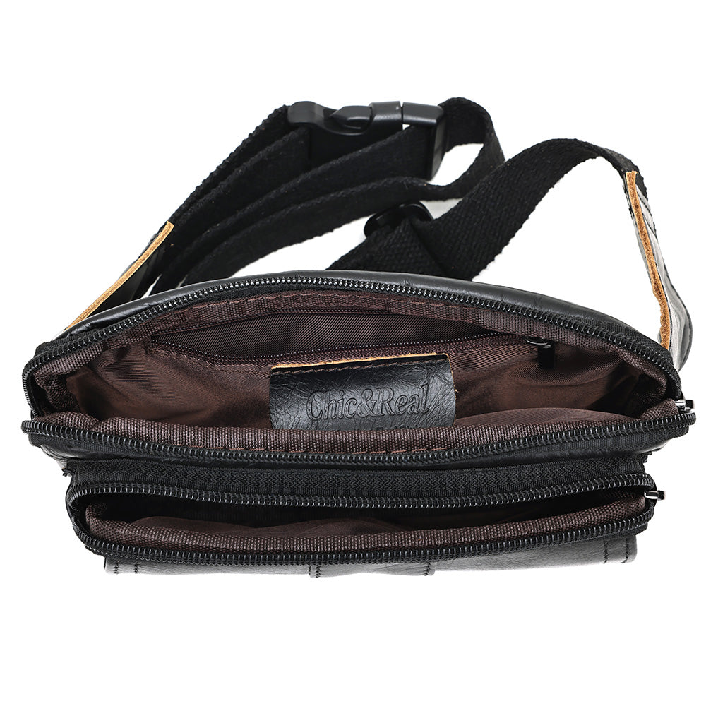 Cowhide Genuine Leather Waist Pouch Bag for Men and Women