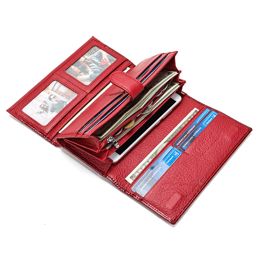 Women Credit Card Holder with Money Clip Genuine Leather Wallet