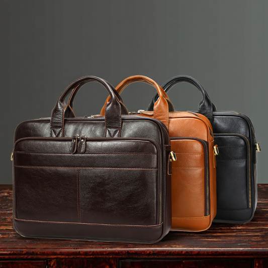 Men Genuine Leather Business Briefcase